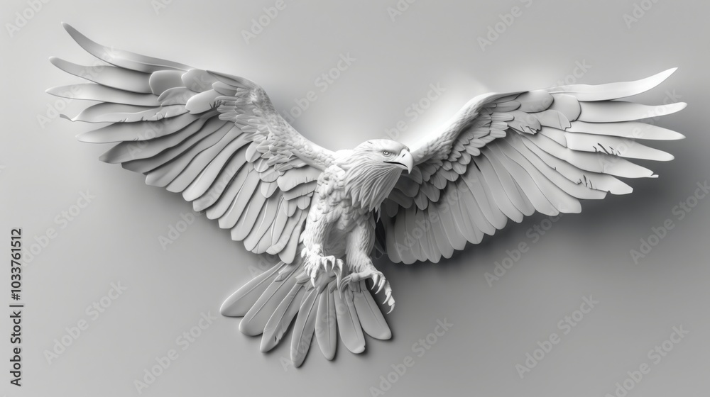 Fototapeta premium White Eagle Sculpture with Spread Wings