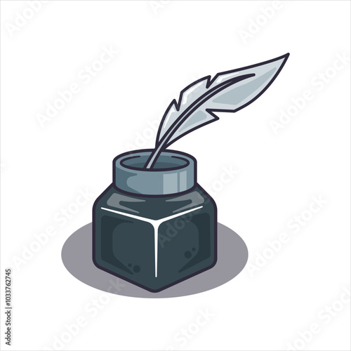 ink, inkwell - cartoon vector illustration
