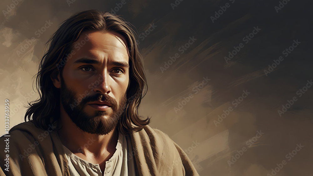 Fototapeta premium closeup shot of jesus Digital painting