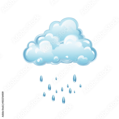 Fluffy cloud raining down droplets Clipart Illustration