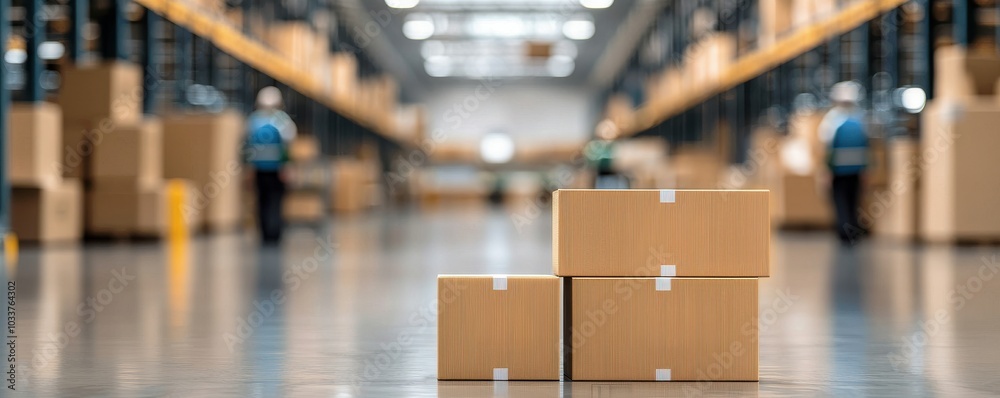 Description
A warehouse scene featuring stacked cardboard boxes on a polished floor, with workers in the background among shelves of goods. Description
A warehouse scene featuring stacked cardboard boxes on a polished floor, with workers in the background among shelves of goods.
