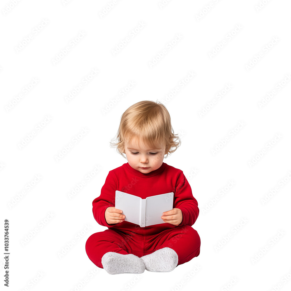 Child reading a book, focused and curious, isolated on white background. Child reading a book, focused and curious, isolated on white background.