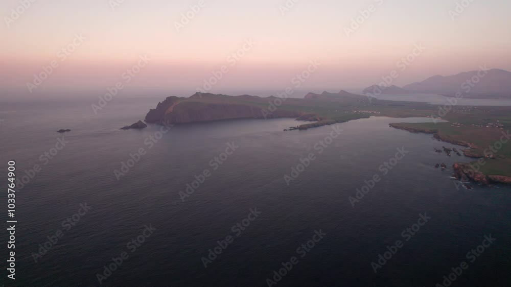 Amazing 4K aerial video of spectacular Dingle Peninsula Atlantic shoreline at sunset, with cliffs, beaches and scenic surroundings, Kerry, Ireland Amazing 4K aerial video of spectacular Dingle Peninsula Atlantic shoreline at sunset, with cliffs, beaches and scenic surroundings, Kerry, Ireland