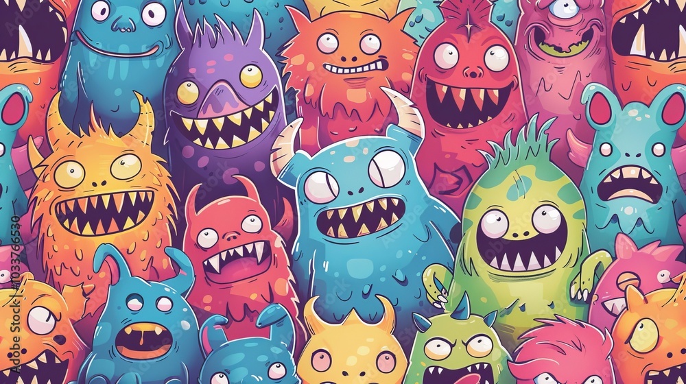 background many cartoon monsters.