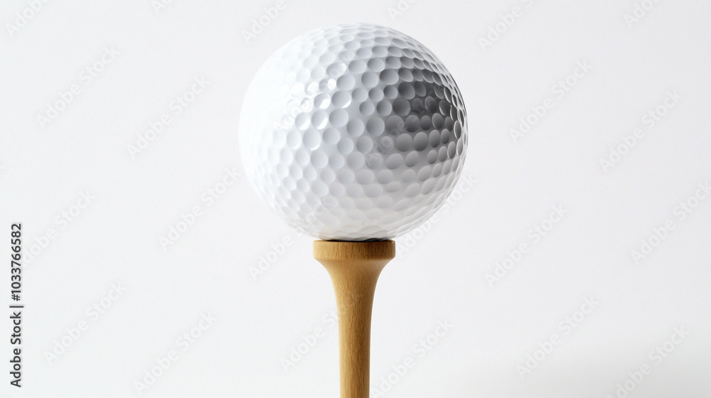 Golf Ball on Tee Isolated on White Background Golf Ball on Tee Isolated on White Background