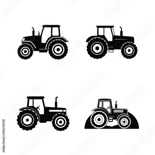 Complete your project with this Tractor silhouette vector bundle, ideal for clipart, line art, and cartoon designs.
