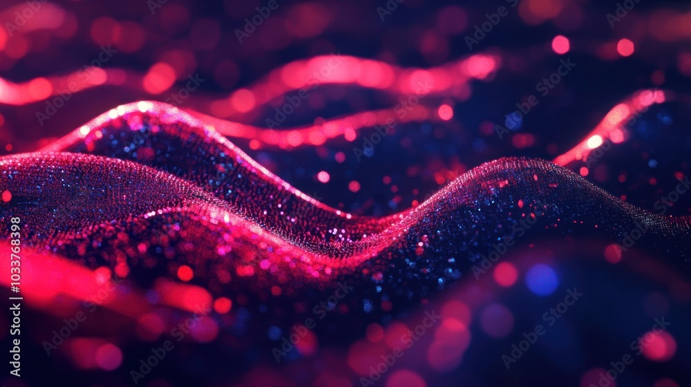 Abstract Red and Blue Glittering Waves Abstract Red and Blue Glittering Waves