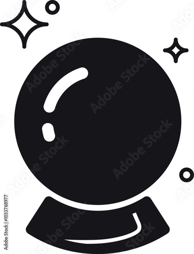 Magic orb black icon. Crystal ball symbol