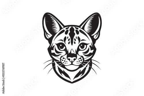 Ocelot Head silhouette vector illustration, Ocelot Head silhouette Vector photo