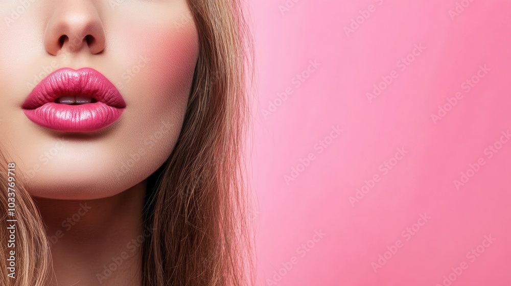 A young woman beams with a vibrant smile, her plump lips highlighted against a bright background, radiating beauty and self-assurance. Generative AI A young woman beams with a vibrant smile, her plump lips highlighted against a bright background, radiating beauty and self-assurance. Generative AI