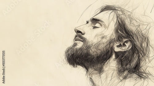 Jesus with renewed spiritual strength rises from prayer His expression determined and focused ready to begin His divinely ordained ministry and fulfill His sacred purpose