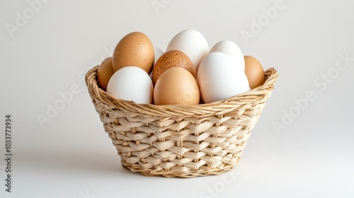 Wallpaper Mural several brown and white chicken eggs carefully placed in a woven Torontodigital.ca