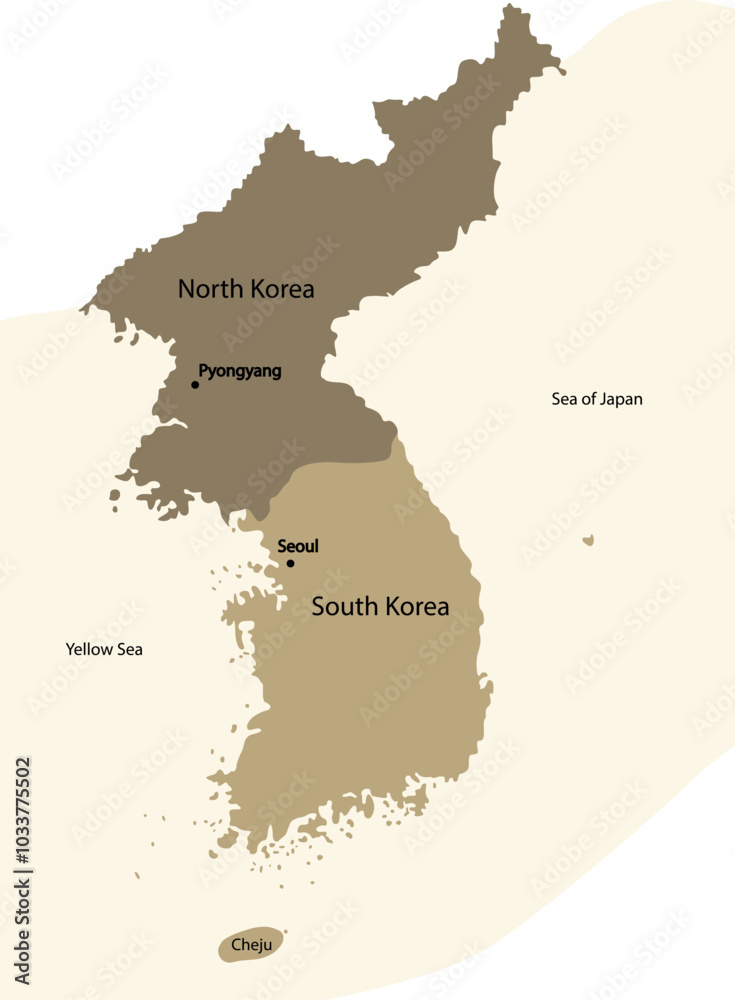 Obraz premium Map of North and South Korea.