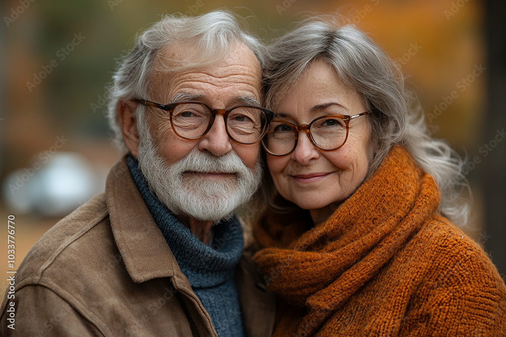 Happy senior couple hugging and smiling Happy senior couple hugging and smiling