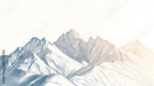 Pencil Sketch of Mountain Range photo