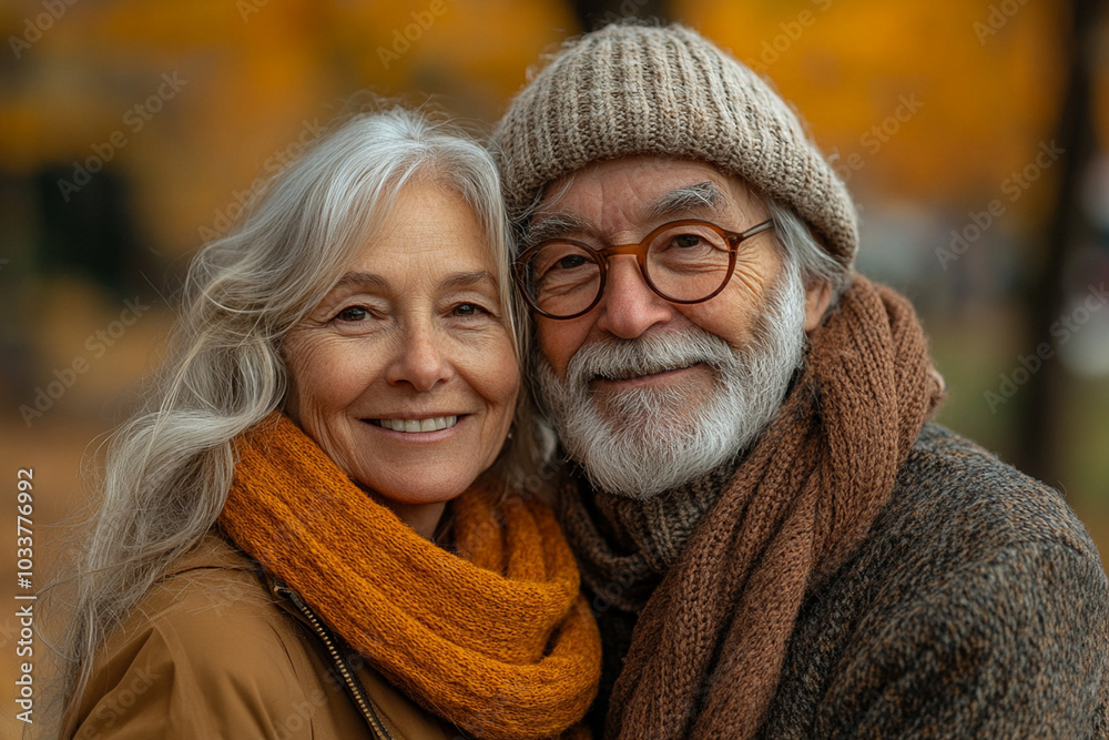 Happy senior couple hugging and smiling Happy senior couple hugging and smiling