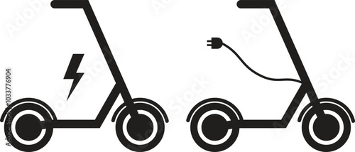 Electric Scooter Icon Set. Collection of electric Scooter Icon Illustration. Vector Flat Icons , Friendly Transportation Scooter
