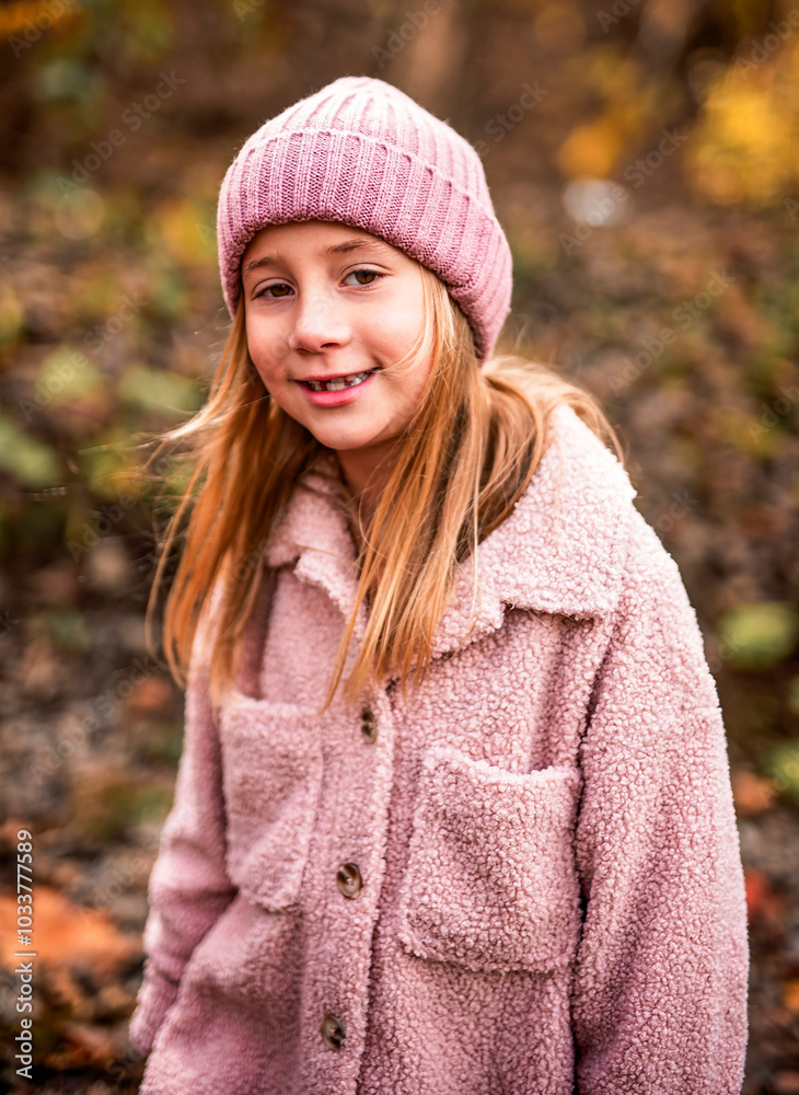 Child girl having fun on Autumn Forest Child girl having fun on Autumn Forest