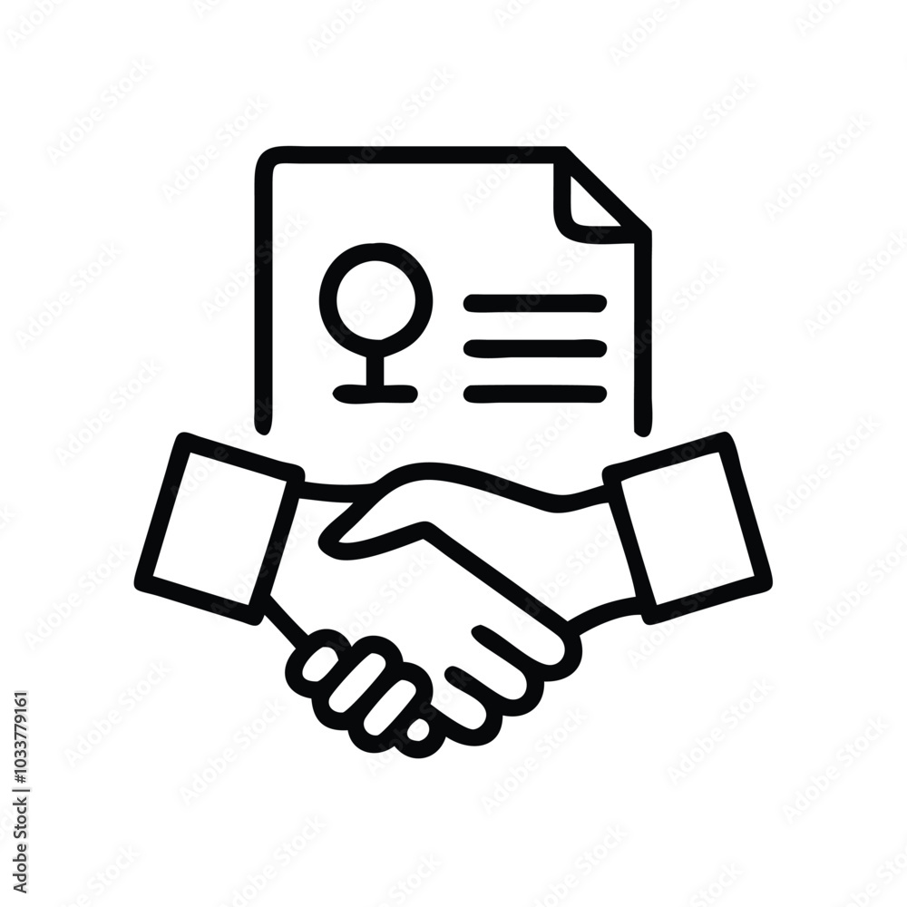 Handshake with Certificate Silhouette Vector and Business and Agreement Concept Illustration Handshake with Certificate Silhouette Vector and Business and Agreement Concept Illustration
