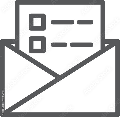 Checkbox form document in envelope black line icon