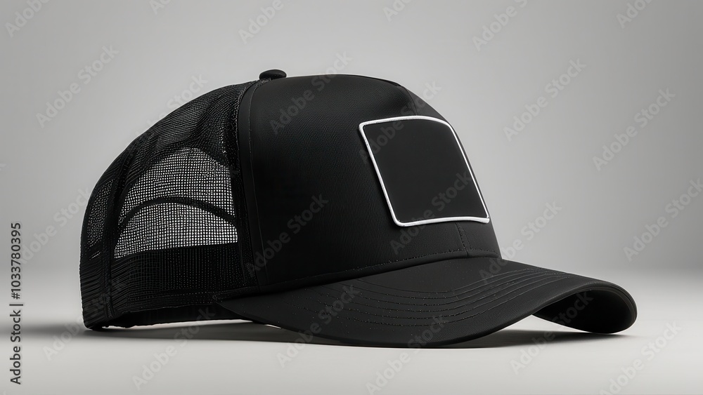 Blank black trucker hat mockup, front view Blank black trucker hat mockup, front view