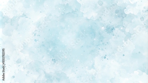 Abstract blue winter watercolor background. Sky pattern with snow. Light blue water color paper texture background. Blue watercolor vector background. Abstract hand paint square stain backdrop.