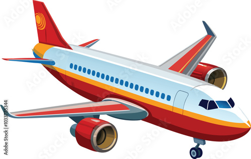 High-Quality Airplane Vector Illustration - Commercial Jet Aircraft Design,