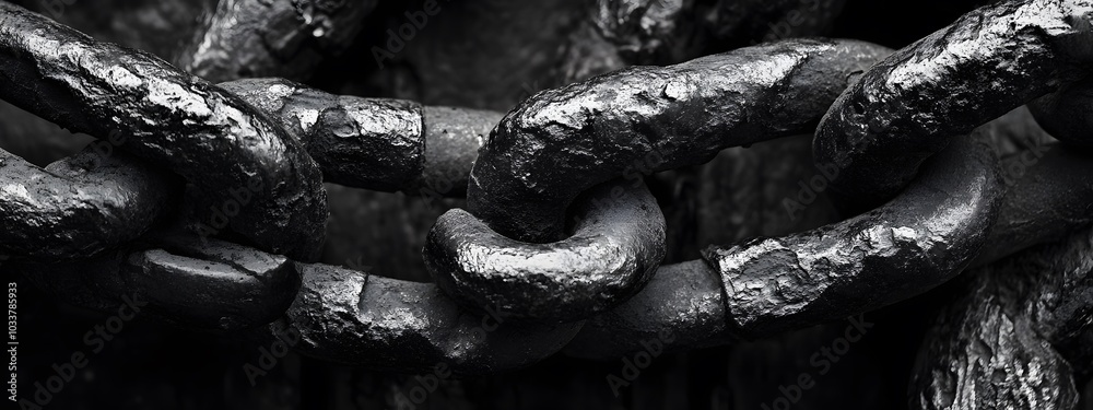Close-up of an iron chain, symbolizing the strength and resilient idea behind it, representing resilience in home life Close-up of an iron chain, symbolizing the strength and resilient idea behind it, representing resilience in home life