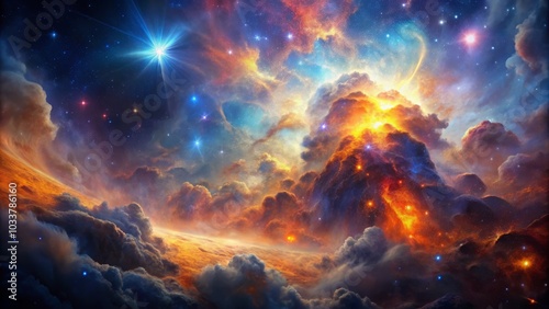 Stunning Deep Space Nebula with Colorful Gas and Dust Clouds - Cosmic Background for Wallpaper and Backdrop