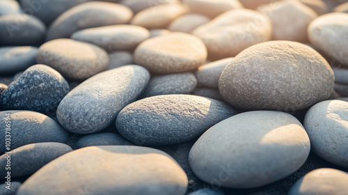 Close-Up of Smooth River Stones in Soft Natural Lighting