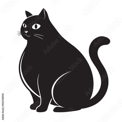 silhouette black fat cat