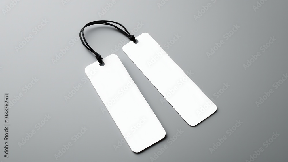 Realistic bookmark mockup featuring a simple, rectangular design. Perfect for showcasing book-related designs or promotional materials in a clean, minimal setting Realistic bookmark mockup featuring a simple, rectangular design. Perfect for showcasing book-related designs or promotional materials in a clean, minimal setting