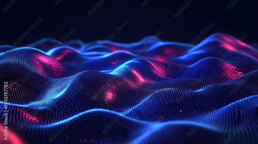 Abstract Digital Waves: Blue and Pink Glowing Lines in Digital Space Abstract Digital Waves: Blue and Pink Glowing Lines in Digital Space