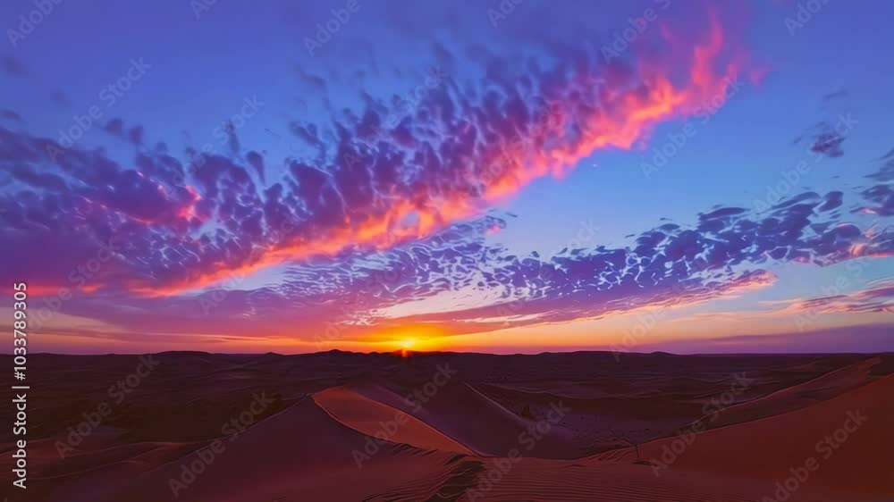 Desert Sunset with Vibrant Sky & Clouds Desert Sunset with Vibrant Sky & Clouds