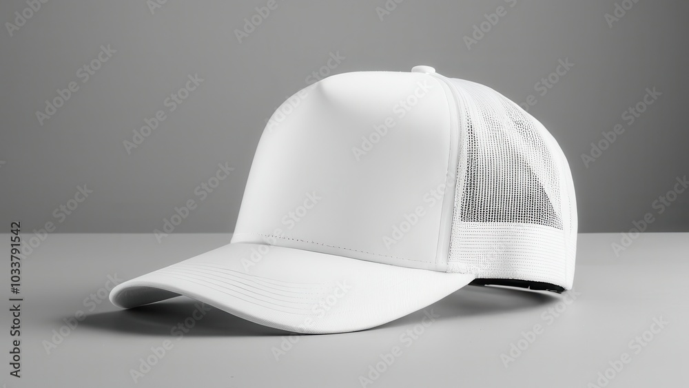 Blank white trucker hat mockup, front view Blank white trucker hat mockup, front view