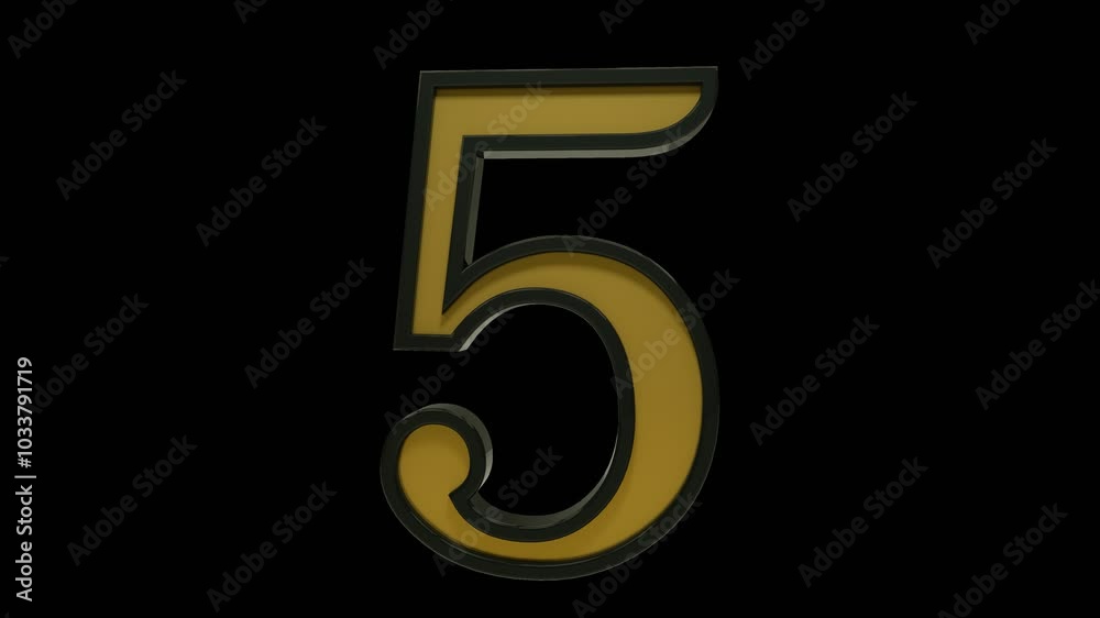 This stock motion graphics video features golden numbers with black outline rotating on transparent background This stock motion graphics video features golden numbers with black outline rotating on transparent background