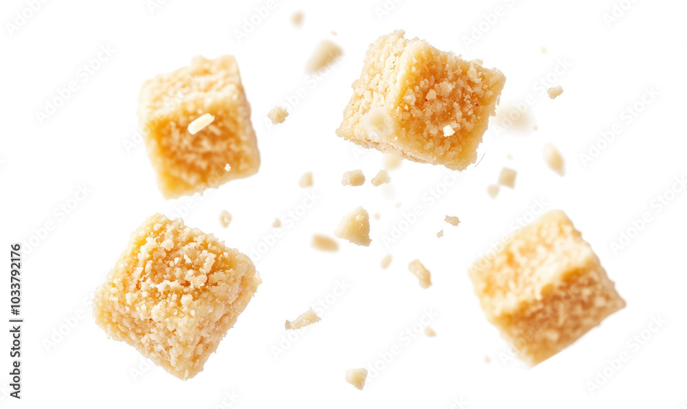 parmesan cheese in the air. on transparent background