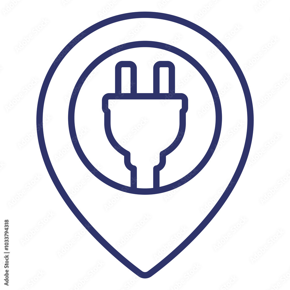electric plug with pin marker line icon electric plug with pin marker line icon