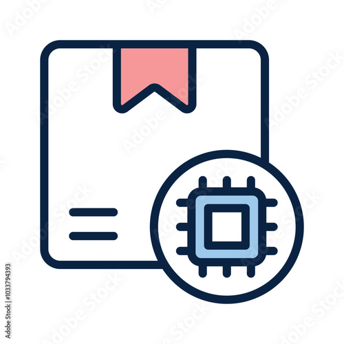 Microprocessor with package denoting concept icon of ai parcel