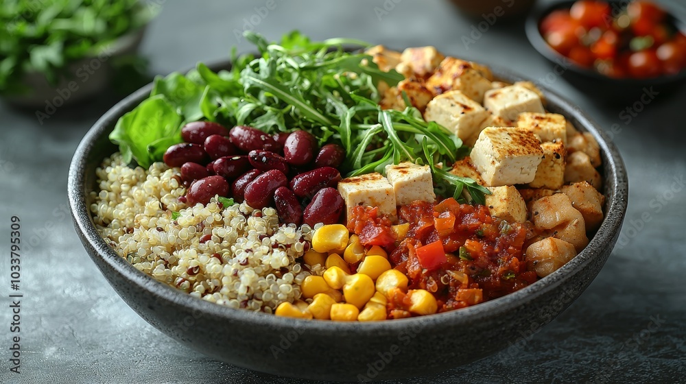 Colorful Vegan Meal with Plant-Based Ingredients Colorful Vegan Meal with Plant-Based Ingredients