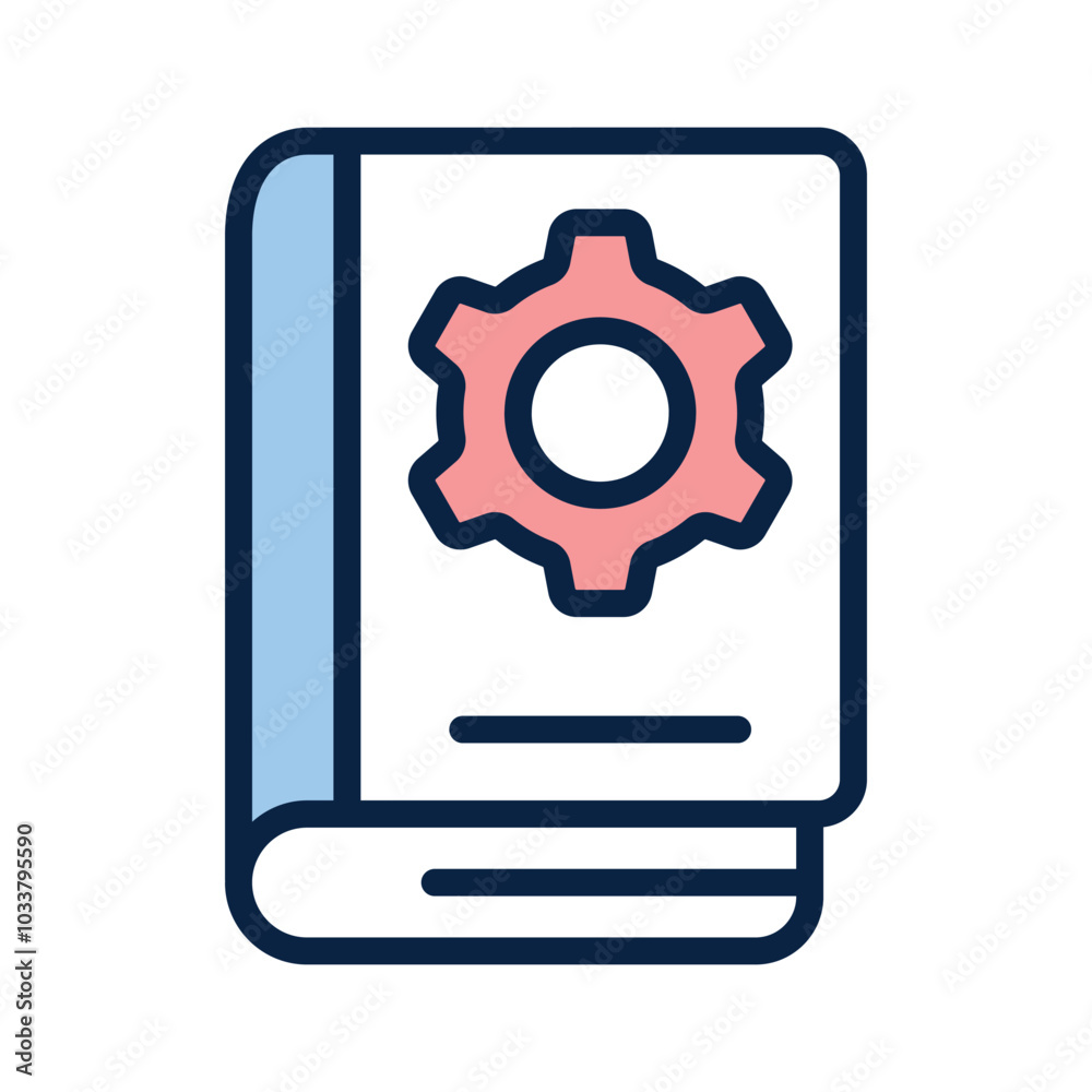 Cogwheel with book concept icon of setting manual in modern style Cogwheel with book concept icon of setting manual in modern style