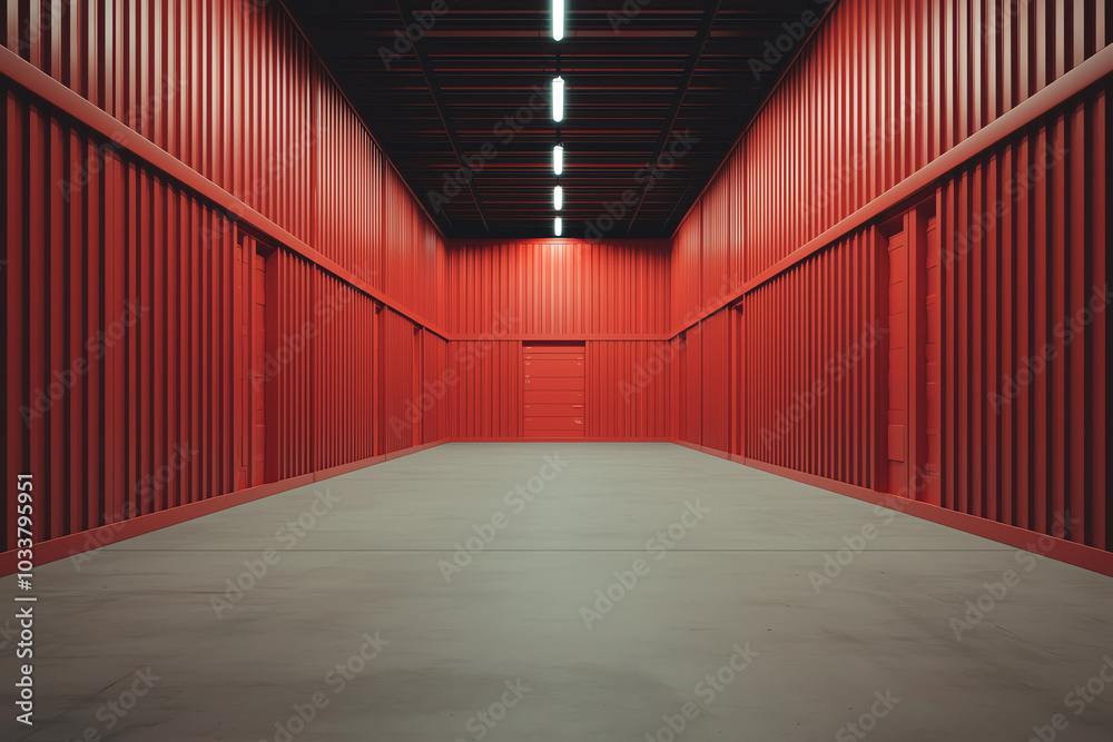 Warehouse interior, massive inventory, open space for operations, 3D illustration Warehouse interior, massive inventory, open space for operations, 3D illustration