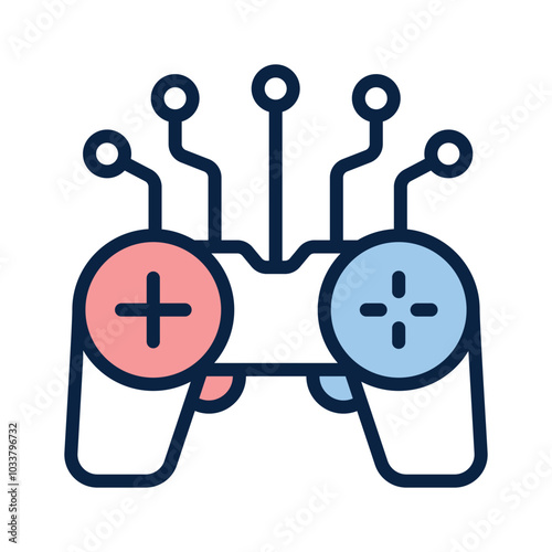 A game controller with interconnected nodes, symbolizing AI in gaming and interactive entertainment