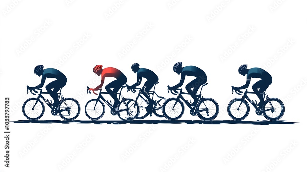 Obraz premium Sport. Athlete cyclists in silhouettes on white background. Isolated on white. 