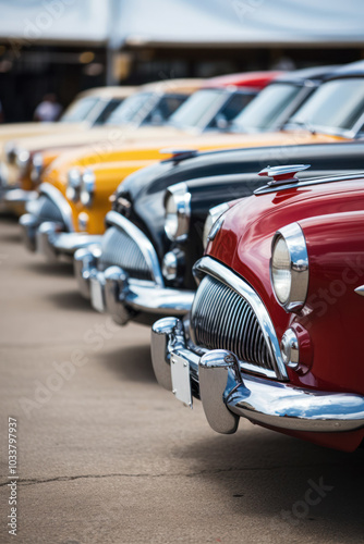 Retro cars against a picturesque landscape, embodying the style and elegance of past eras. Perfect for vintage projects