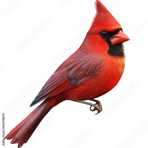 Vibrant Cardinal Perched on a Snowy Branch, Ideal for Winter-Themed Designs and Christmas Decorations