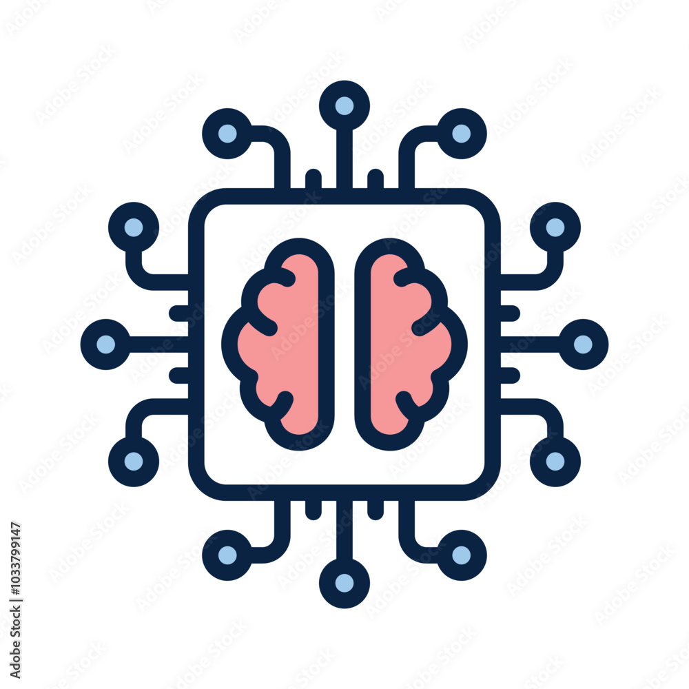 A processor chip brain, concept of brain processor vector icon A processor chip brain, concept of brain processor vector icon
