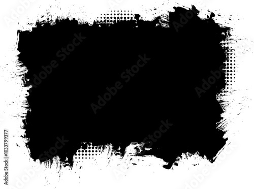 black brush painting blank space banner grunge graphic element abstract background
