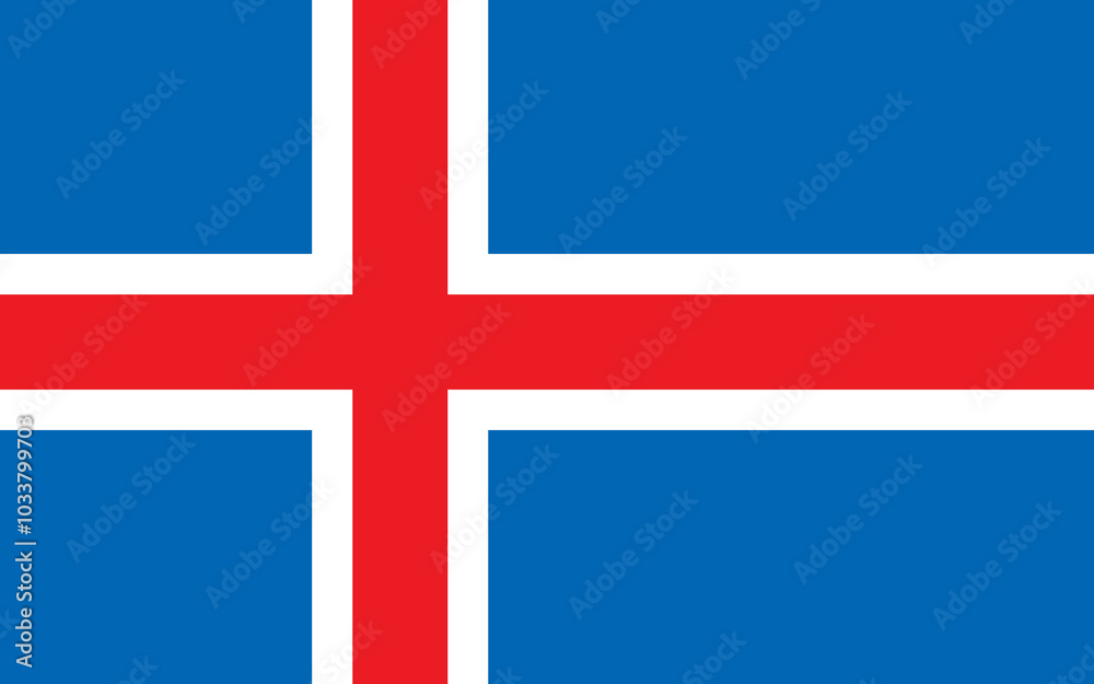 Fototapeta premium Iceland flag, official colors and proportion correctly. National Iceland flag. Flat vector illustration.