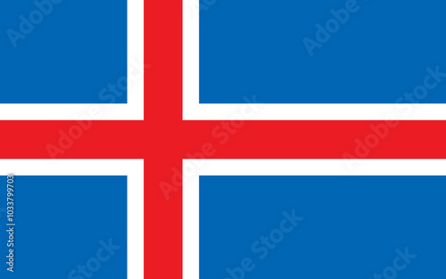 Iceland flag, official colors and proportion correctly. National Iceland flag. Flat vector illustration.